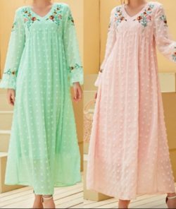 Pink & Green Floral Modest Dress Clearance Sale